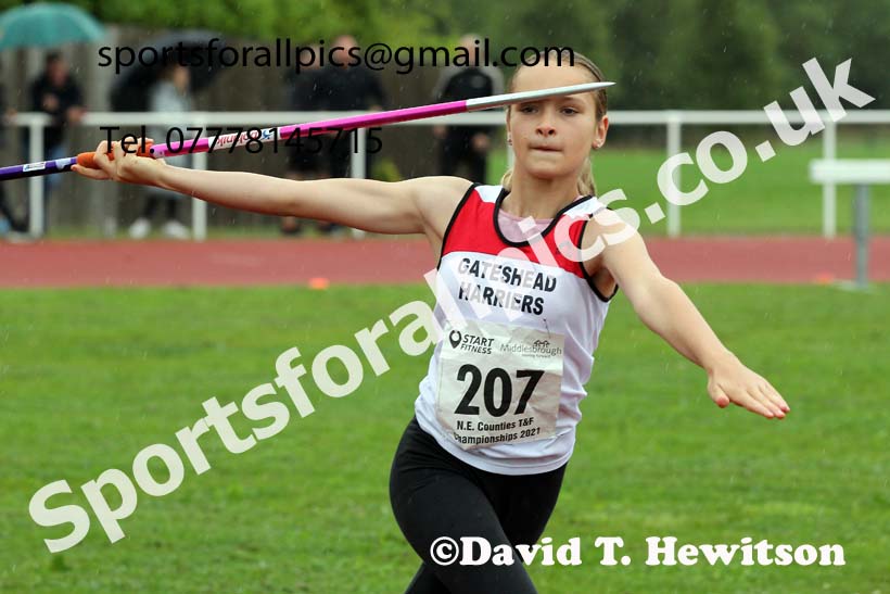 Women and Girls javelin, 2021 North Eastern Track and Field Champs., Middesbrough. Photo: David T. Hewitson/Sports for All Pics